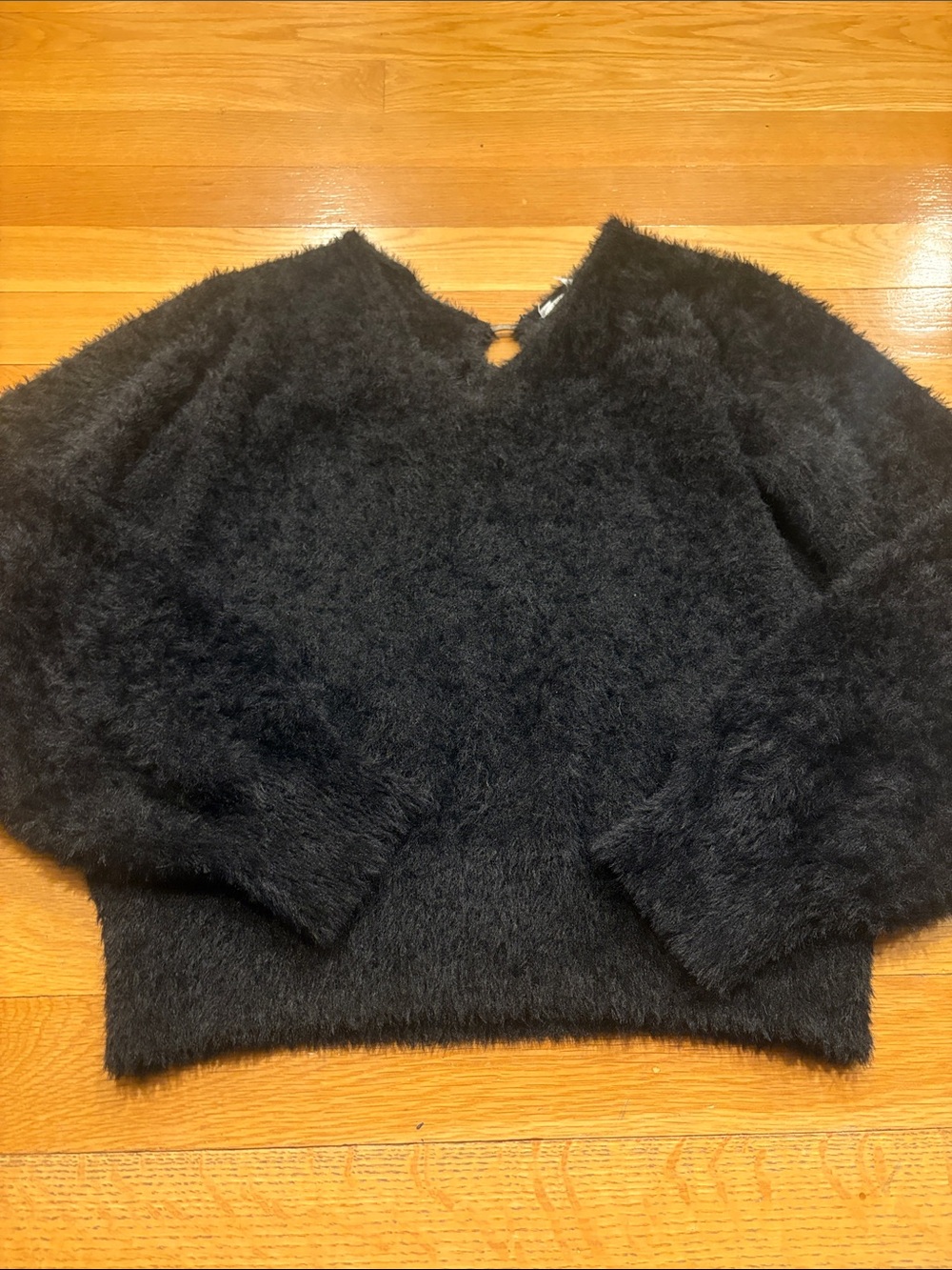 No Boundaries Black Fuzzy Crewneck Sweater